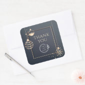 ロゴありがとうクリスマス企業の休暇モダン スクエアシール (封筒)