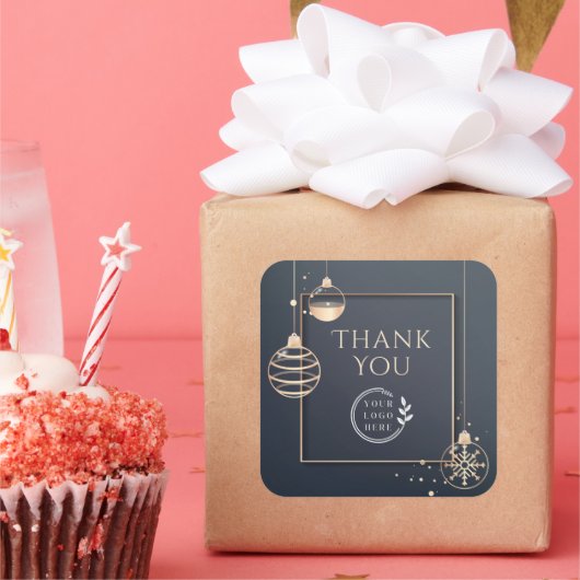 ロゴありがとうクリスマス企業の休暇モダン スクエアシール (パーティー)