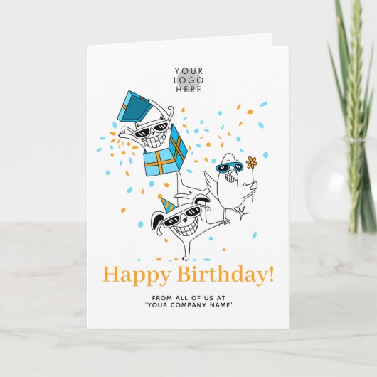ロゴおもしろいおもしろいペット動物かわいいビジネス誕生日 カード (正面)