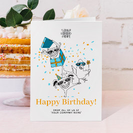 ロゴおもしろいおもしろいペット動物かわいいビジネス誕生日 カード