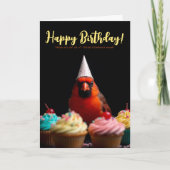 ロゴおもしろいかわいい企業の（鳥）ショウジョウコウカンチョウバード誕生日 カード (正面)