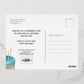 ロゴおもしろいの追加パーティーネイビーブルービジネス誕生日 箔シーズンポストカード (裏面)