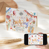 ロゴおもしろいカラフルパーティー誕生日の追加 カード