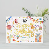 ロゴおもしろいカラフルパーティー誕生日の追加 箔招待状 (立ち正面)
