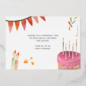 ロゴおもしろいカラフルパーティー誕生日の追加 箔招待状 (裏面)