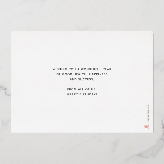 ロゴおもしろいグリーンブルーキャンドルの追加企業の誕生日 箔招待状 (裏面)