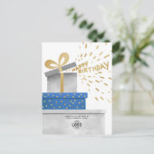 ロゴおもしろいグレーギフトハッピーバースデー 企業の シーズンポストカード (スタンド正面)