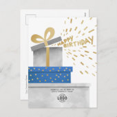 ロゴおもしろいグレーギフトハッピーバースデー 企業の シーズンポストカード (正面/裏面)