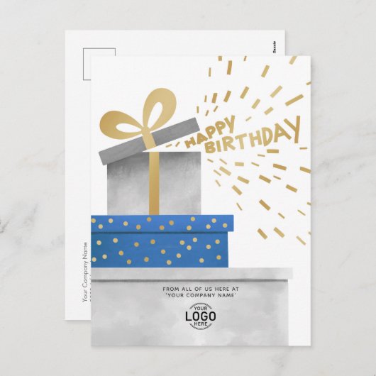 ロゴおもしろいグレーギフトハッピーバースデー 企業の シーズンポストカード (正面/裏面)