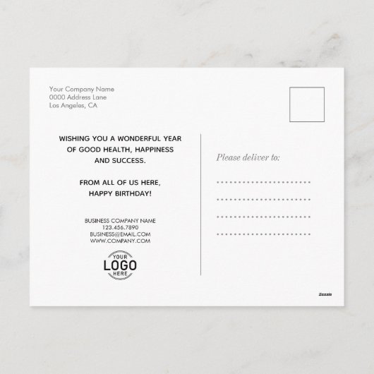 ロゴおもしろいグレーギフトハッピーバースデー 企業の シーズンポストカード (裏面)