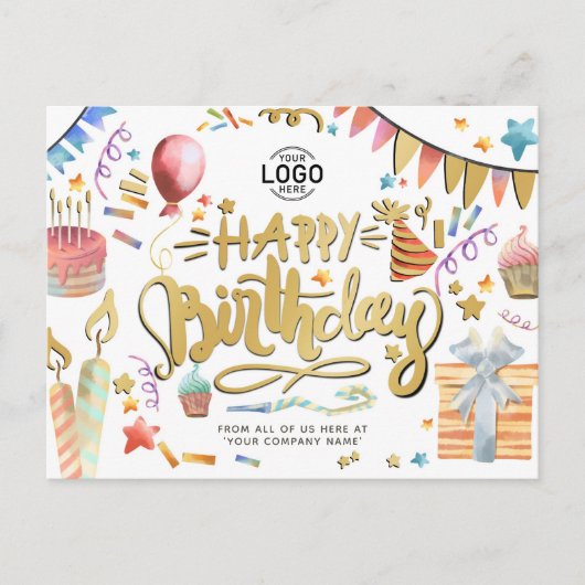 ロゴおもしろいパーティーフェイク金ゴールド誕生日 シーズンポストカード (正面)