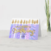 ロゴおもしろいパープルキャンドルの追加ビジネス誕生日 カード (正面)
