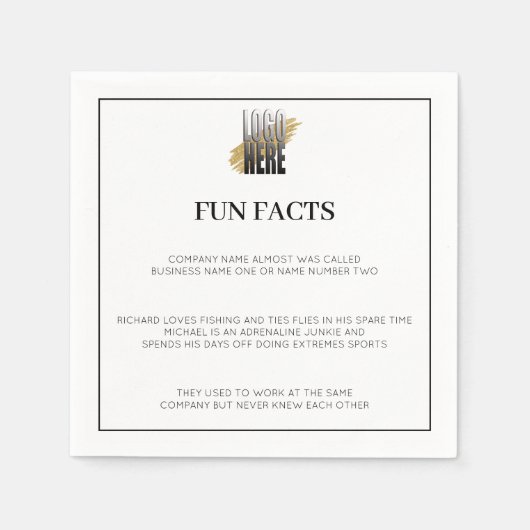 ロゴおもしろいファクトの追加ビジネス企業のイベント スタンダードカクテルナプキン (正面)