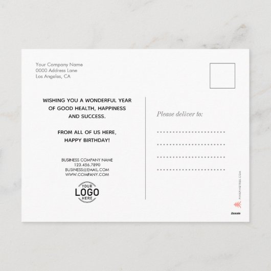 ロゴおもしろい緑のハッピーバースデーギフトボックス シーズンポストカード (裏面)