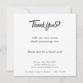 ロゴおよびカスタム文字のアップロードモダンシンプル サンキューカード (裏面)