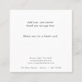 ロゴおよびカスタム文字のアップロードモダンシンプル スクエア名刺 (裏面)