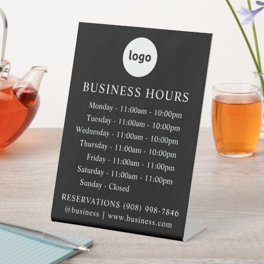 ロゴおよび営業時間 | ブラック | 立看板 台座サイン (インサイチュ)
