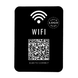ロゴお洒落と簡単QRコード付きブラックWiFiマグネット マグネット