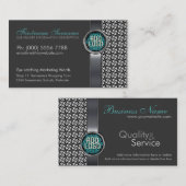 ロゴお洒落付きメタリックシルバーブラック 名刺 (正面/裏面)