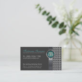 ロゴお洒落付きメタリックシルバーブラック 名刺 (スタンド正面)