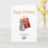 ロゴかわいい猫ブルゴーニュのギフトビジネス誕生日 カード (黄色い花)