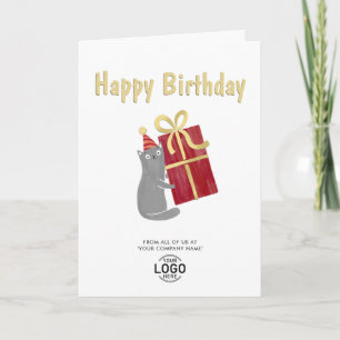 ロゴかわいい猫ブルゴーニュのギフトビジネス誕生日 カード