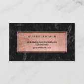 ロゴが点滅し、スクリプフェイクトバラ金ゴールド黒大理石 名刺 (裏面)