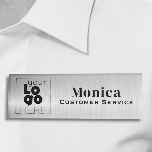 ロゴつや消しメタリックシルバーアクリル名タグ 名札