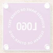 ロゴとカスタマイズ可能なテキスト | 紫色のバイオレット ガラスコースター (裏面)