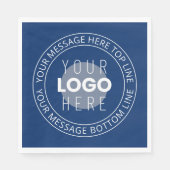 ロゴとカスタマイズ可能な循環文字 | ネイビーブルー スタンダードランチョンナプキン (正面)