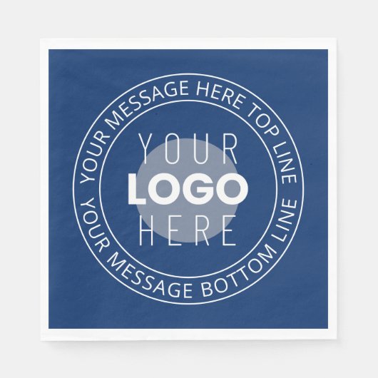 ロゴとカスタマイズ可能な循環文字 | ネイビーブルー スタンダードランチョンナプキン (正面)