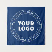 ロゴとカスタマイズ可能な循環文字 | ネイビーブルー タペストリー (正面)