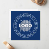 ロゴとカスタマイズ可能な循環文字 | ネイビーブルー ノートカード (正面/裏面インサイチュ)