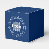 ロゴとカスタマイズ可能な循環文字 | ネイビーブルー フェイバーボックス (正面サイド)