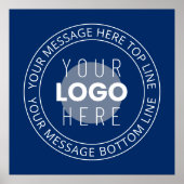 ロゴとカスタマイズ可能な循環文字 | ネイビーブルー ポスター (正面)