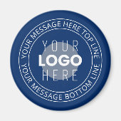 ロゴとカスタマイズ可能な循環文字 | ネイビーブルー マグネット (正面)