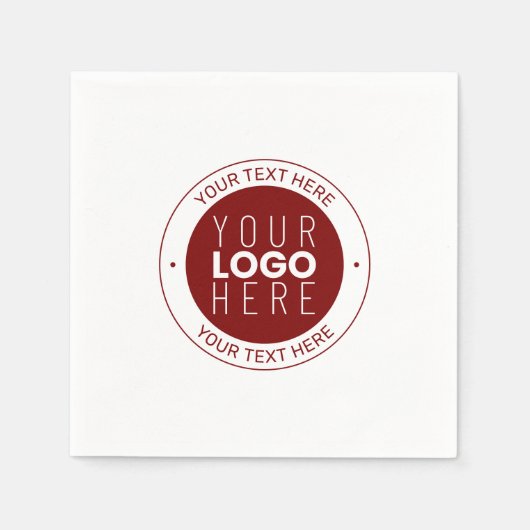 ロゴとカスタマイズ可能な文字 | 深い赤/DIY色 スタンダードカクテルナプキン (正面)