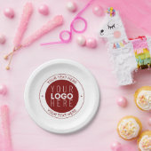 ロゴとカスタマイズ可能な文字 | 深い赤/DIY色 ペーパープレート (パーティー)