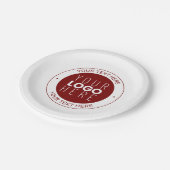 ロゴとカスタマイズ可能な文字 | 深い赤/DIY色 ペーパープレート (アングル)