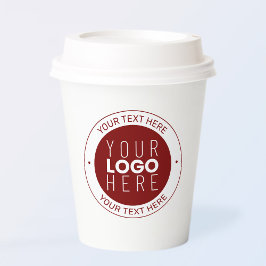 ロゴとカスタマイズ可能な文字 | 深い赤/DIY色 紙コップ