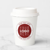 ロゴとカスタマイズ可能な文字 | 深い赤/DIY色 紙コップ (正面)