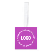 ロゴとカスタマイズ可能な文字 | 紫バイオレット キューブオーナメント (正面)