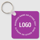 ロゴとカスタマイズ可能な文字 | 紫バイオレット キーホルダー (正面)