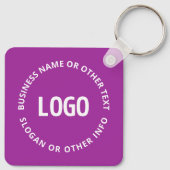 ロゴとカスタマイズ可能な文字 | 紫バイオレット キーホルダー (裏面)