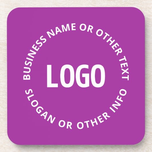 ロゴとカスタマイズ可能な文字 | 紫バイオレット コースター (正面)