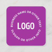 ロゴとカスタマイズ可能な文字 | 紫バイオレット スクエア名刺 (正面)