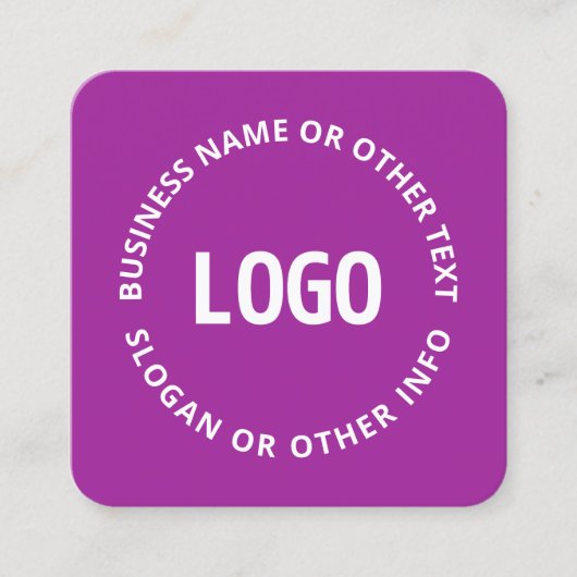 ロゴとカスタマイズ可能な文字 | 紫バイオレット スクエア名刺 (正面)