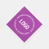 ロゴとカスタマイズ可能な文字 | 紫バイオレット スタンダードランチョンナプキン (角)