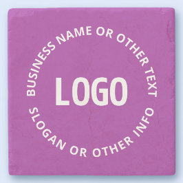 ロゴとカスタマイズ可能な文字 | 紫バイオレット ストーンコースター