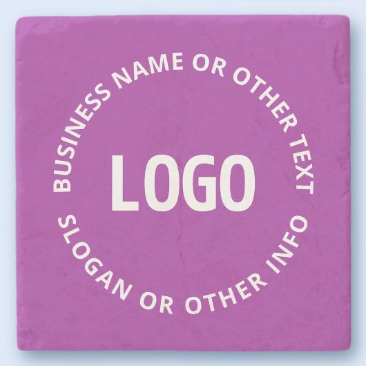 ロゴとカスタマイズ可能な文字 | 紫バイオレット ストーンコースター